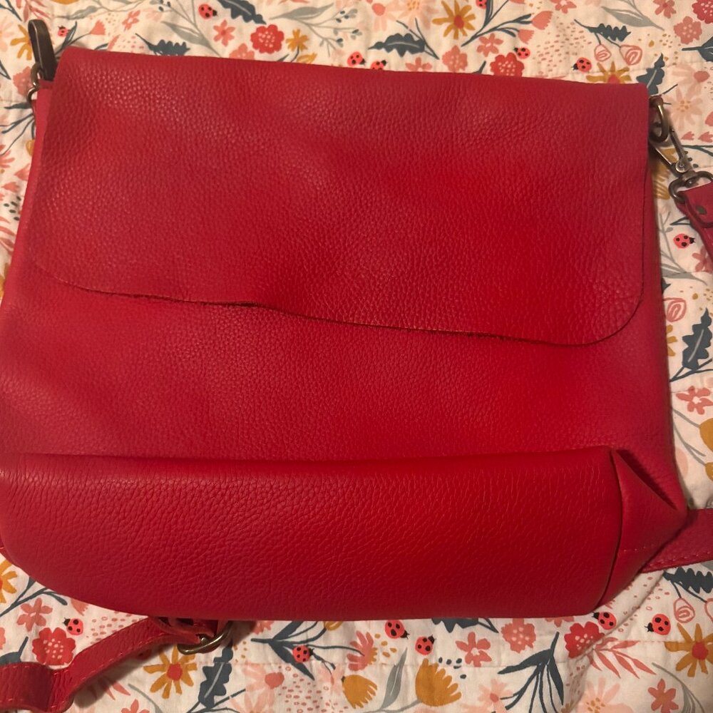 Red Leather Cross Bag Handmade in Spain